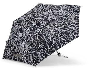 ergobag Regenschirm Kinderschirm für die Schultasche, ultraleicht und klein mit Tasche, reflektierend windfest Super ReflektBär - Schwarz