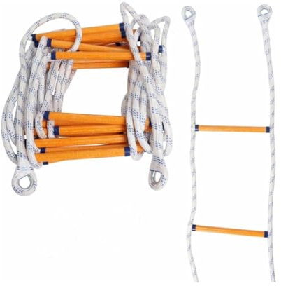 GAGULHAH Échelle de Corde avec Mousqueton Échelle de Secours en Nylon de 10 Pieds Échelle de Secours antidérapante Échelle d'urgence Robuste pour l'escalade, la Formation et Le Sauvetage (1