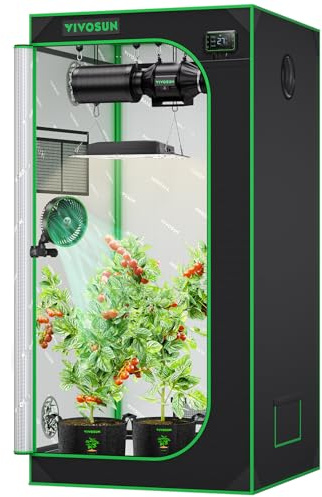 VIVOSUN Odlingstält 80x80x160cm Grow Tent av högreflekterande Mylar med siktfönster och bottenbrunn för hydroponisk och inomhusodling S276 Grow Tält passande för VS1500