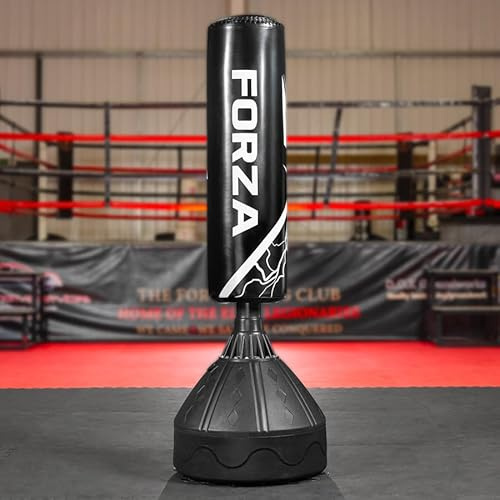 FORZA 6ft Freestanding Punch Bag | Durable Microfibre Leather with Numbered Targets for Boxing, Kickboxing & MMA Training​ (Black & White)
