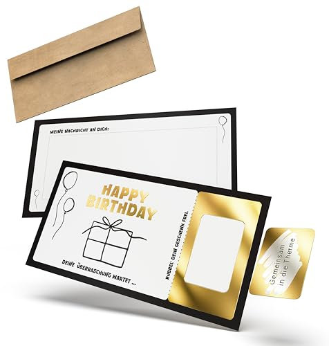 Falkenhorn® - Rubbel Geburtstagskarte mit persönlicher Nachricht – Überraschungskarte zum Ausfüllen & Freirubbeln – Geschenkidee, Geburtstagsgeschenk für Männer & Frauen – inkl. Umschlag