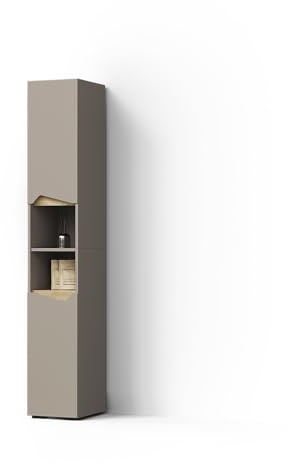 Livinity Badschrank Timavo, Greige, 30 x 180 cm mit Türen, und offenen Fächern