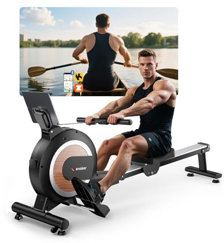 Wenoker Rowing Machine APP Compatible，Indoor Exercise Equipment for Home Gym Use, 32Level Magnetic Rower with 350LB Capacity and LCD Monitor, Cardio Training Machine