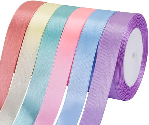 Foshird Pastel Satin Ribbon 20mm Thick Ribbons for Crafting Gift Wrapping Hair Bows Party Decorations Wedding Car Cake Christmas