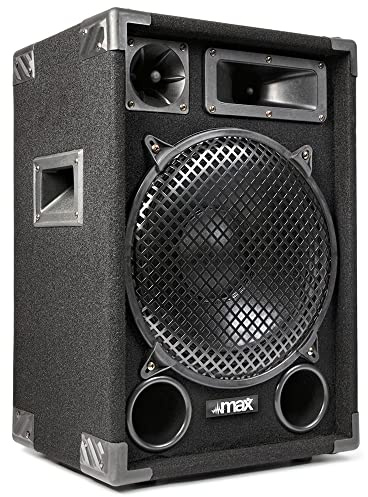 MAX12 12 Passive DJ PA Speaker - 700W 3-Way Professional Audio Loudspeaker with Woofer, Bullet Tweeter & Midrange, 8 Ohm, Mobile DJ, Karaoke & Live Sound, Pole Mount - Black