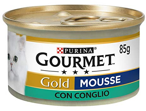 GOURMET Gold Cibo Umido per Gatti Adulti Mousse con Coniglio - 24 Lattine da 85 g