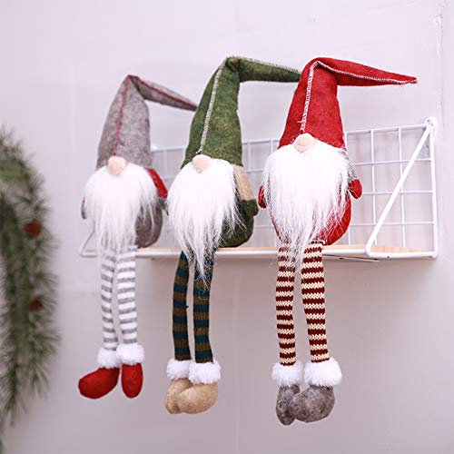 Leipple Gnome Christmas Ornaments - Christmas Gonk Decoration Handmade Swedish Tomte Gnomes Plush Scandinavian Santa Elf Table Ornaments (Long legged)