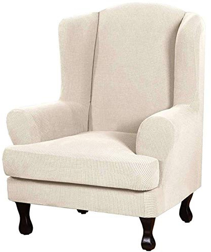 JHLD Stretch Wing Chair Slipcover 2 Piece Plaid | Wingback Chair Cover Cushion Cover Machine Washable For Living Room Sofa