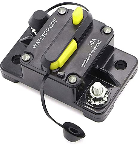 Interruttore automatico per auto, 30-300 A, 12 V-48 V CC, impermeabile, interruttore audio in linea con ripristino manuale, portafusibili, invertitore per auto, barche marine (30 A)