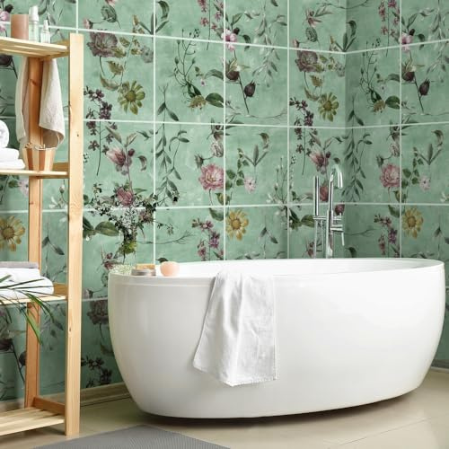 RE-COVERTILES - Adesivi Piastrelle Cucina Bagno Mattonelle adesive in PVC Impermeabili Antigraffio Stickers Decorazione Parete Cementine Peel and Stick - Modello 18 pz 20x20 cm PS00265 Made in Italy