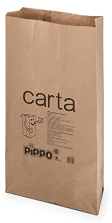 PIPPO - Sacchetti Spazzatura per Rifiuti in Carta, Sacchi Spazzatura e Immondizia per Raccolta Differenziata Smaltibile senza Separare - Sacchetti Carta Riciclata, Certificati e Resistenti, 5x60L