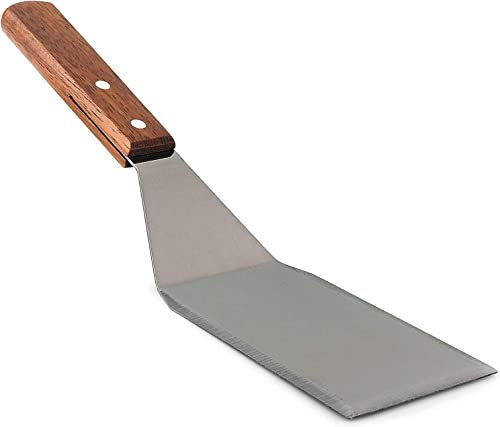 Stainless Steel Spatula | Scraper Spatula | Heavy Duty Spatula Turner | Stainless Steel Grill Turner with Wooden Handle for Teppanyaki, Barbecue, Steak, Pizza