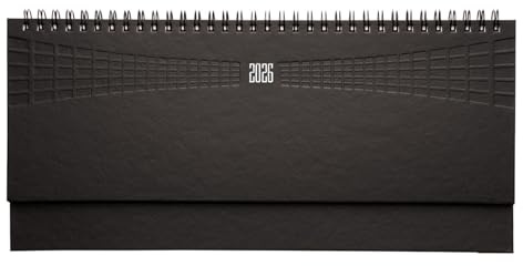 LEIVESTE - Planner Settimanale Scrivania 2026, Agenda Calendario da Tavolo Gennaio-Dicembre, Copertina Rigida, Rilegatura a Spirale, Formato 30x15 cm, Organizzatore Ufficio e Casa (Nero）
