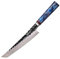 MITSUMOTO SAKARI Japanese Sushi Knife, 8 inch Hand-Forged Tricolour Copper Damascus Steel Chef Knife, Professional Kitchen Yanagiba Knife (Blue Resin Handle and Sandalwood Box)