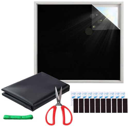 DBOO Portable Blackout Blind - Extra Large (150x200cm) - Magnetic Blackout Blinds with No Drilling 20 Magnets 1 Secssor 1 Measuring Tape - Reflects Sunlight - Fits Any Window Size/Shape
