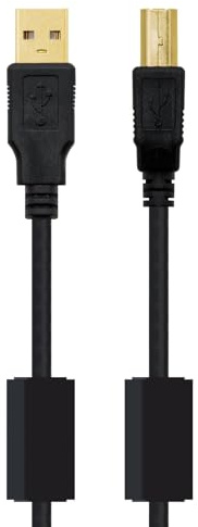 Blendend Cable USB 2.0 para impresora, ferrita, tipo A/M a B/M, longitud 2 metros, ideal para conexiones rápidas y transferencias de datos.
