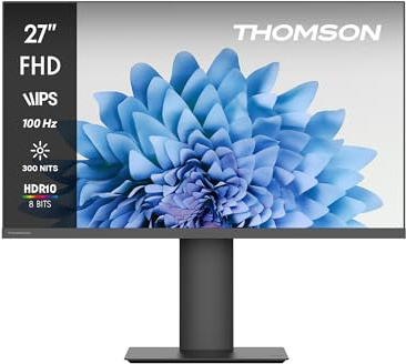 Thomson Monitor Business 27 pollici Full HD, frequenza di aggiornamento 100Hz, pannello IPS, supporto regolabile, HDMI, Adaptive Sync, nero, M27FB5C14