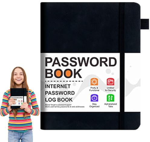 Carnet de mots de passe et livre de mots de passe | Carnet pour organiser les mots de passe de l'ordinateur avec des onglets alphabétiques | Carnet de poche avec registre d'adresses pour les détails