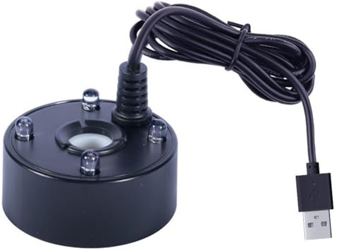 Jrifedptry Mist Maker, porta USB 4 luci LED a colori Mini Mister macchina della nebbia, fontana interna da giardino stagno atomizzatore per acqua nebulizzatore nero