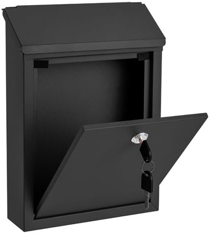 NEWFUN Boite Aux Lettres Murale, Boîte aux Lettres à Ouverture Traversante, Boîte aux Lettres Murale Verrouillable, Boîte aux Lettres de Sécurité Domestique, Boîte à clés de Sécurité, Noir