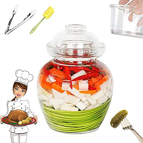 Barattolo per fermentazione in vetro trasparente, contenitore per decapaggio sigillato con coperchio, ermetico, kimchi, verdure e produzione di vino, 5 l