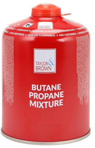 Taylor & Brown 450g Propane Butane Gas Cartridge, EN417 Resealable Valve, Performance Screw-On Camping Stove Fuel for Portable Gas Stoves, BBQ, Blowtorch & Outdoor Cooking