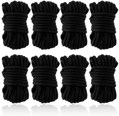 LDXDRU 8 x 10 m de cuerda de bondage, gruesa, 7 mm, cuerda de algodón suave, cuerda decorativa, 16 acciones, cuerda multiusos, cuerda trenzada para manualidades, viajes, colgar, jardín, cuerda (negro)