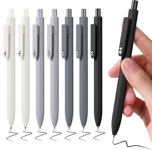 Piochoo Black Gel Pens, 8Pcs Fine Point Black Ink Smooth Writing Pens for Journaling, Nurse Aesthetic Cute Office School Supplies, Gifts for Women and Men(8Pcs Black White Grey-Black Ink)