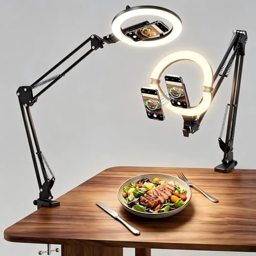 Cordless 10 Ring Light with Tripod Stand & Magnetic Phone Holder, [5000mAh Battery] Diyife 180° Foldable Ringlight Desk Light with Remote, 3 Colors, 10 Brightnesses for Tiktok, Video, Zoom Meeting