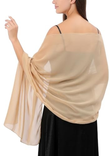 Dam chiffong stola festlig för aftonklänningar, elegant halsduk för bröllop brudtärna, lätt axelväska sommar, mjuka handdukar lång 200 x 70 cm, transparent bolero ersättningstillbehör kvinnor