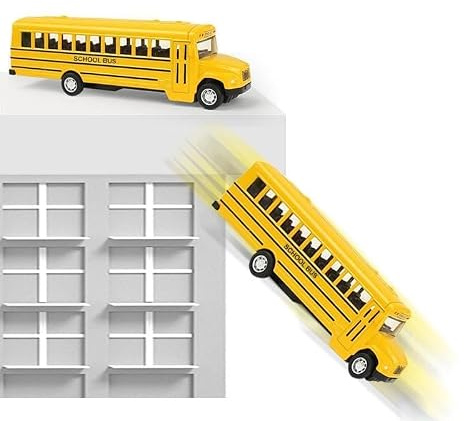 HUSHUI Modèle de Bus Scolaire Jouet pour Garçons, Bus Scolaire en Alliage à Tirer avec Puissance D'inertie pour Enfants, Intérieur Réaliste, 1 unité (1148 en boîte)