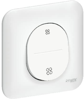 Schneider Electric - Ovalis - Bouton poussoir pour VMC - 2 vitesses avec plaque Blanc - S260236