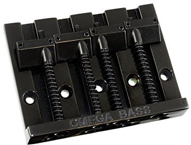 Allparts BB-3350-003 Omega Bass Bridge 4 Saiter Ersatz und Kleinteile für E-Gitarre schwarz