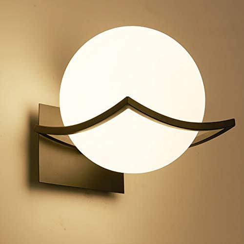 LED Wandleuchte Innen, Wandlampe Glas, Wandlampe Rund, Modernes Design Glaskugel Wandleuchte für Badezimmer, Wohnzimmer, Schlafzimmer, Flur (Glühbirne Nicht Im Lieferumfang Enthalten), Schwarz