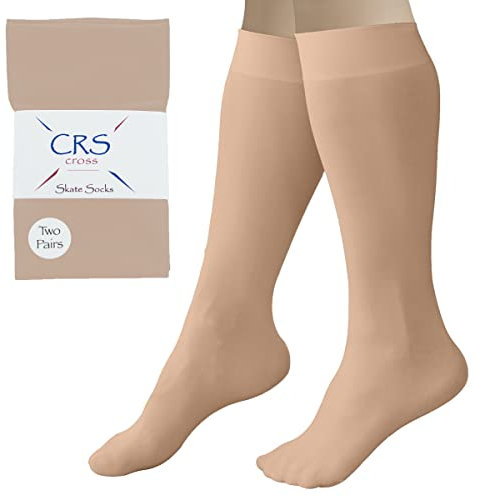 CRS Cross Eiskunstlaufsocken (2 Paar) kniehohe Strumpfhose für Schlittschuhe, Schlittschuhsocken, Tanzstrumpfhose - - Einheitsgröße