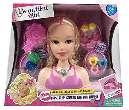 SDMAX Hair Style Doll Head Playset, Hair Styling Toy for Girls, Beautiful Doll Head, Dress It Up, Comb Hair with Hairpin and Accessories, For Kids 3 Years and Above