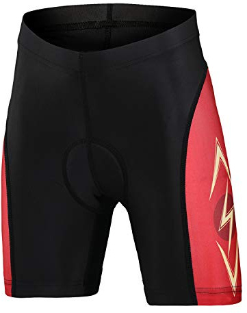 L PATTERN Pantalones Cortos de Ciclismo para Niños Niñas Pantalones de Bicicleta Cortos con 3D Gel Acolchado para Deportes al Aire Libre,Rayo Rojo (Pantalones Cortos),10-11 años