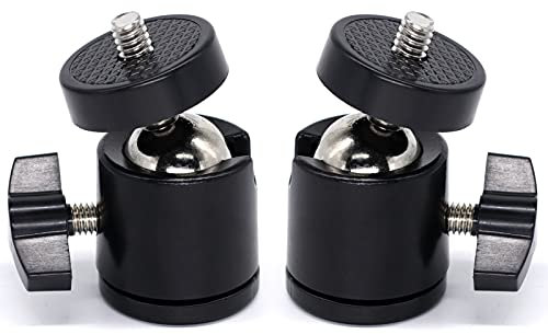 2 Piezas Mini Trípode Cabeza de Bola de Metal 1/4 '' Rótula para Trípode Ball Head Mount Tornillo 1/4 Pulgada Rotación de 360 Grados para Cámaras, DSLR, Monopod, Slider, Tripod etc