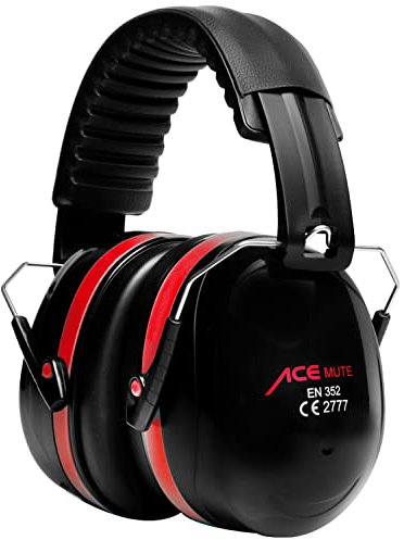 ACE Casque antibruit Mute - Casque antibruit pour le travail et le tir sportif - EN 352-1 - Rouge