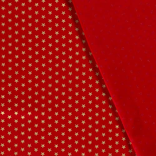 0,5m Stoff Meterware Baumwolle Sterne rot gold Weihnachtsstoff
