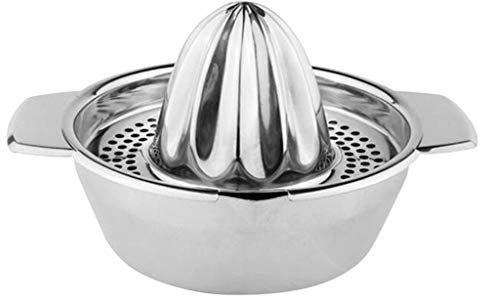 TDEOK Orangenpresse, Edelstahl, Handpresse, Zitronenpresse, Küchenpresse, Küche, Esszimmer und Bar Plastiksieb Klein (Silver, One Size)