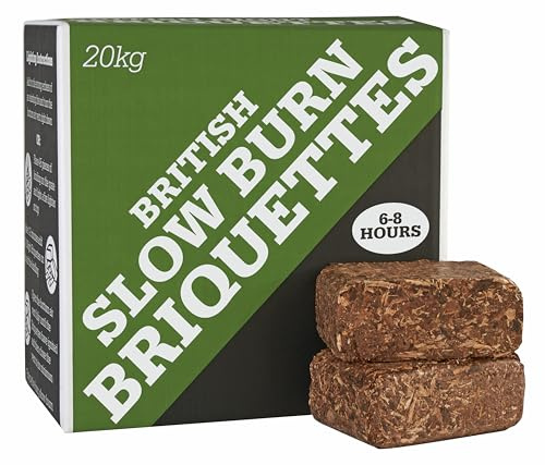5 x Premium Slow Burn Briquettes - 6 to 8 hours Perfect for Log Burners & Wood Stoves. 20 Briquettes Per Box .Eco Friendly – Made in Wales (5 x 20Kg Box)