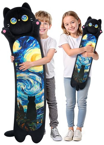Mewaii Starry Cat Plushies Long Pillow Gift, Soft Filling, 110cm (44in) | Art Design, Washable Teddy, Huggable Shape, Sofa Cushion Use, Room Decor, For Kids And Teens & Cat Lovers