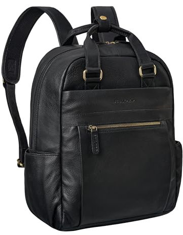 STILORD 'Silva' Großer Business Rucksack Leder Tagesrucksack für Herren und Damen Arbeitsrucksack Vintage Lederrucksack Studenten 2 in 1 Schulter-Rucksack Tasche Echtleder, Farbe:schwarz