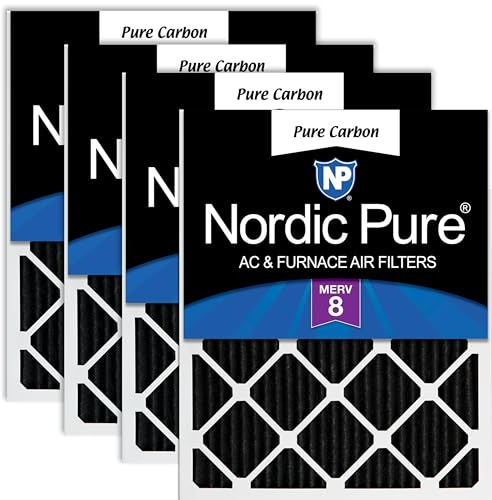 Nordic Pure 12x24x1 (Actual Size: 11 1/2 x 23 1/2 x 3/4) Pure Carbon Pleated Odor Reduction Furnace Air Filters 4 Pack