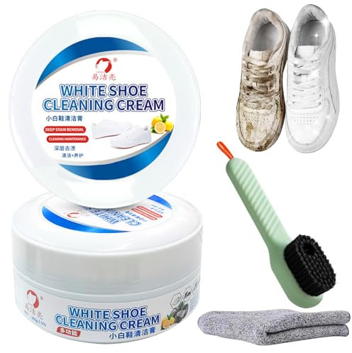 SPERMUOY Sneaker reiniger Schuhcreme weiß,2 Stück Reinigungscreme weiße schuhe,White Shoe Cleaning Cream Multifunktionale Reinigungscreme,Reinigungscreme Weiße Schuhe Reinigungscreme für Weiße Schuhe