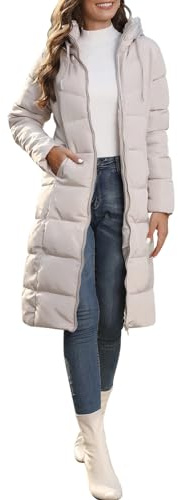 semen Women Winter Warm Quilted Puffer Outerwear Parka Coat Windproof Long Down Hooded Jacket Light Khaki