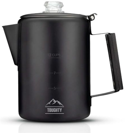 Toughty Yosemite - Percolatore da caffè classico in acciaio inox, ideale per campeggio, avventure all'aperto e percolatore domestico, perfetto per piani cottura a gas, elettrici e a induzione, 12