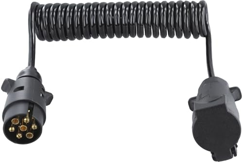 MINSHUXI Släp 7-stifts förlängningskabel spiralkabel 3,0 m släpvagnskabel adapterspiralkabel bil släp husvagn husbil för husvagn, husbil, släpvagnstillbehör