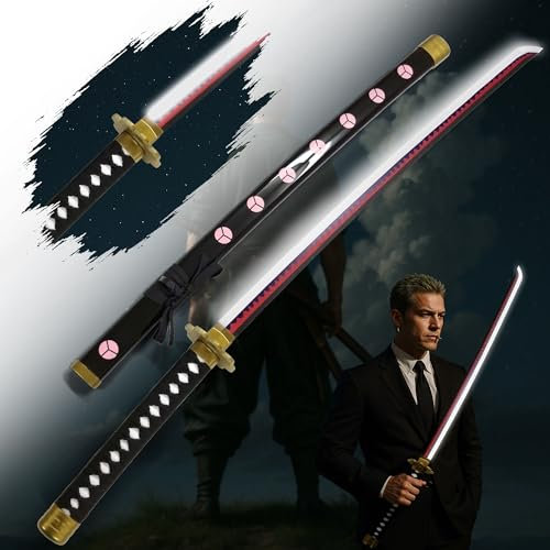 One Piece Schwert Katana - LED Lichtschwert, Samuraischwert mit LED Klinge mit Scheide, Zoro Sword, One Piece Katana, Animefans, Anime Schwert, Cosplays, Spielzeug für Kinder (Shuusui)